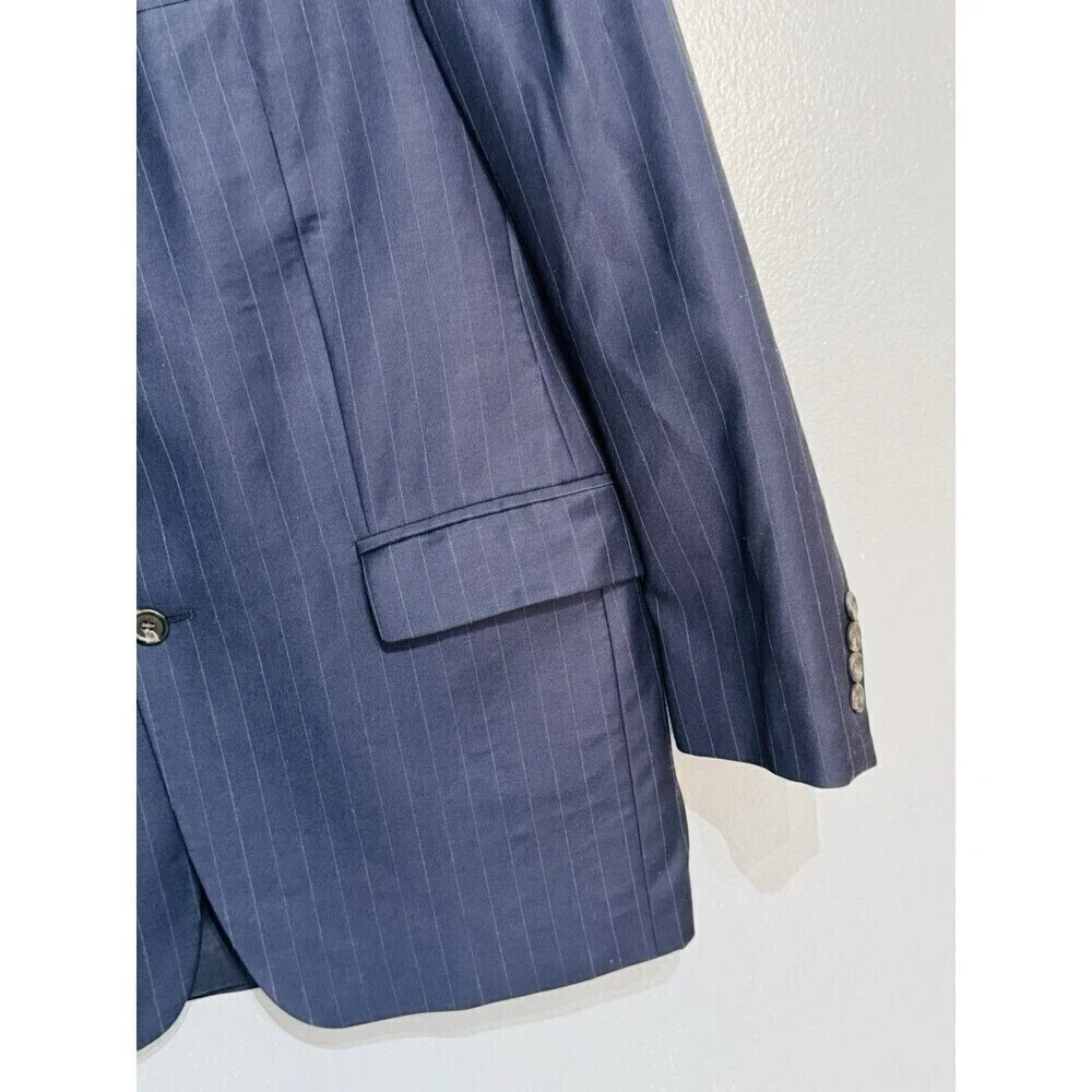 Lauren Ralph Lauren Blazer Mens 42  Blue Striped Wool Cashmere Suit Jacket